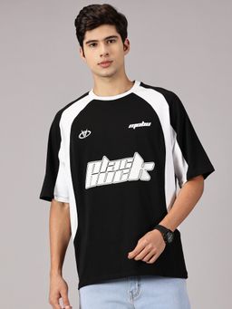 BLACK BUCK - Unisex Black Oversized Cotton Racing T-Shirt