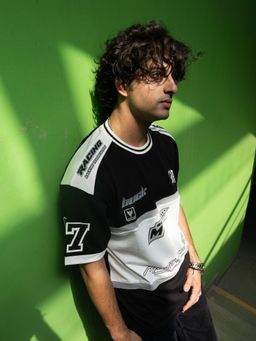 BLACK BUCK - Men Black Oversized Cotton Racing T-Shirt