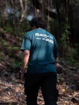 BLACK BUCK - Unisex Green Oversized Cotton Back Printed T-Shirt