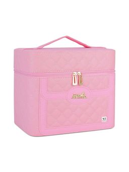 NFI Essentials - PU Makeup Box Mirror 4 Layer Foldable Case Tray Makeup Storage Box