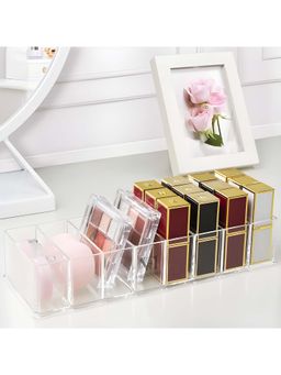 NFI Essentials - Clear Acrylic 8-Slot Storage Organizer Multi-Purpose Rectangular Cosmetic Holder
