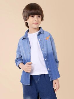 Hopscotch - Boys Blue Cotton Ombre Effect Denim Shirt