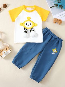 Hopscotch - Boys White Applique T-shirt & Joggers