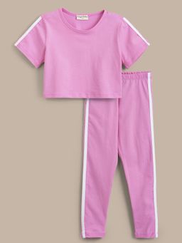 Hopscotch - Girls Pink Tapped Leggings & T-shirt