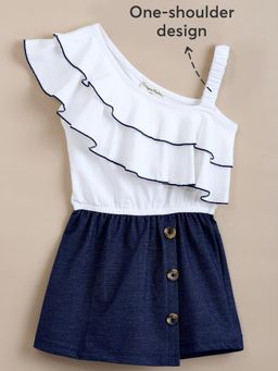 Hopscotch - Girls White Ruffled Playsuit