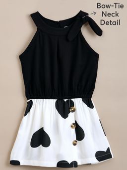 Hopscotch - Girls Black Cotton Heart Playsuit