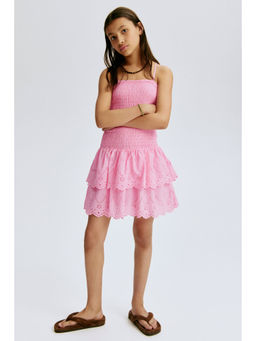 H&M - Girls Pink Smocked Strappy Dress