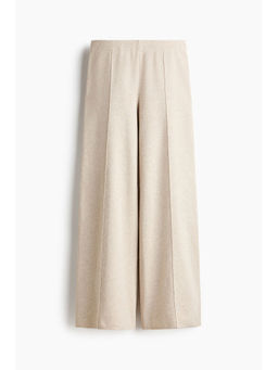 H&M - Women Beige Wide Fine-Knit Trousers