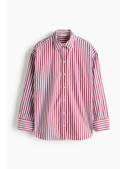 H&M - Women Red Oversized Poplin Shirt