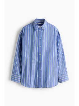 H&M - Women Blue Oversized Poplin Shirt