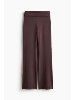 H&M - Women Purple Foldover-Waist Cotton Trousers