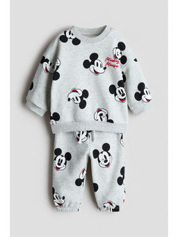 H&M - Boys Grey 2-Piece Printed Sweatshirt Set