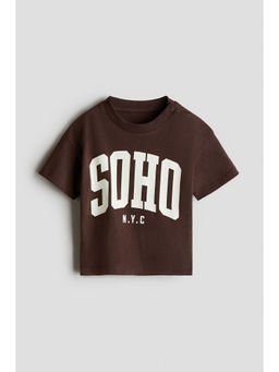 H&M - Boys Brown Printed Cotton T-Shirt