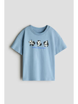 H&M - Boys Blue Printed Cotton T-Shirt