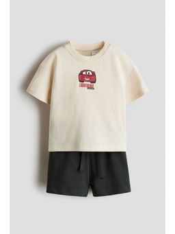 H&M - Boys Beige 2-Piece Printed Set