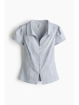 H&M - Women Blue Collared Button-Front Top