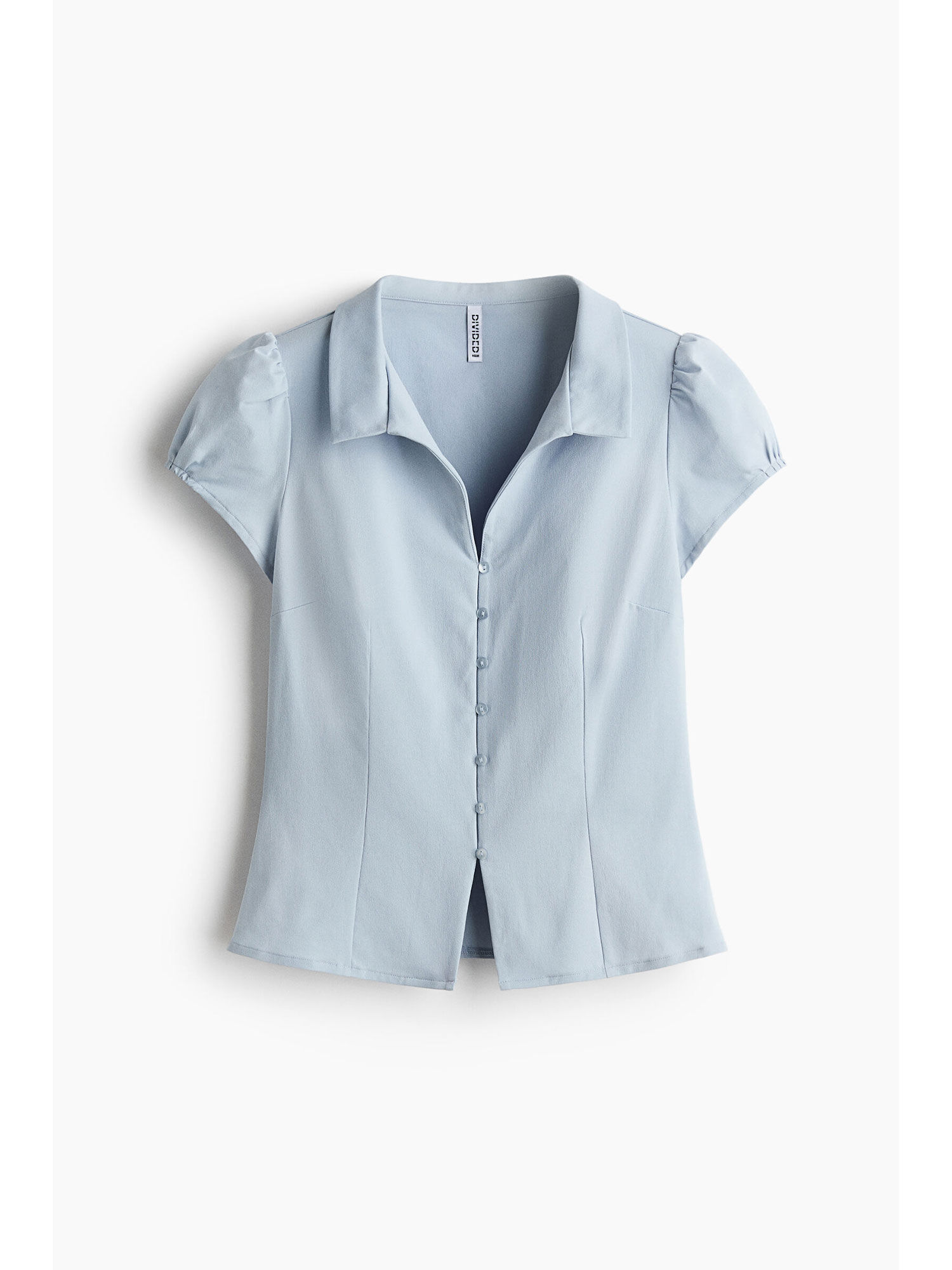 h&m Women Blue Collared Button-Front Top-picture-45