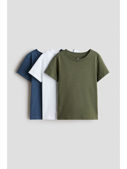 H&M - Boys Green 3-Pack Cotton T-Shirts