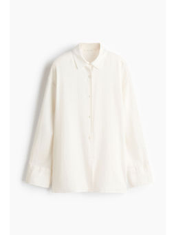 H&M - Women White Oversized Linen-Blend Shirt