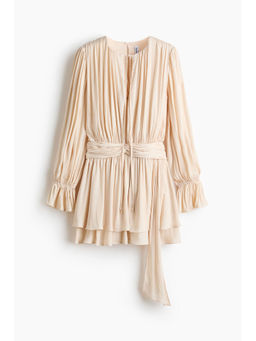 H&M - Women Beige Knot-Detail Draped Dress
