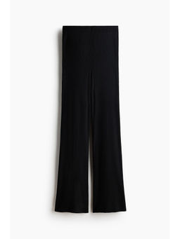 H&M - Women Black Rib-Knit Trousers