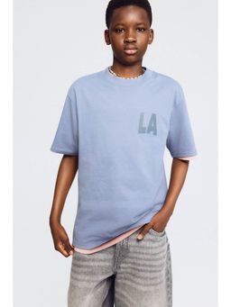 H&M - Boys Blue Loose-Fit Printed T-Shirt