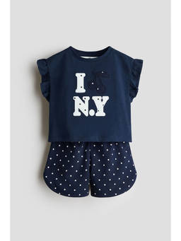 H&M - Girls Blue 2-Piece Top And Shorts Set