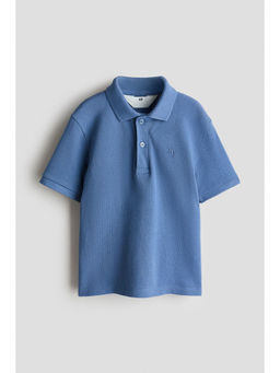 H&M - Boys Blue Embroidered-Motif Pique Polo Shirt