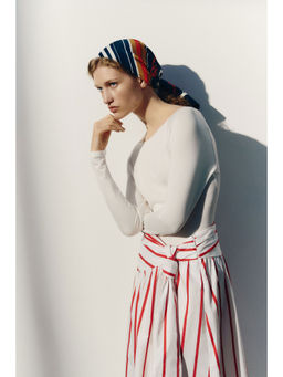 H&M - Women White Tie-Detail Poplin Skirt