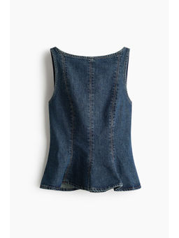 H&M - Women Blue Denim Peplum Top
