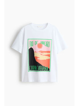 H&M - Women White Printed T-Shirt