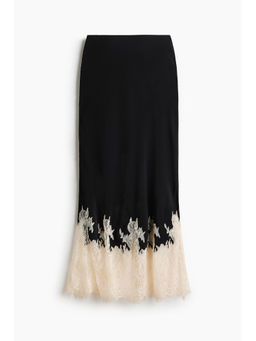 H&M - Women Black Lace-Trimmed Skirt