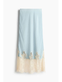 H&M - Women Blue Lace-Trimmed Skirt