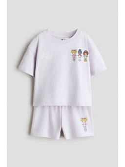 H&M - Girls Purple 2-Piece Printed Cotton Set