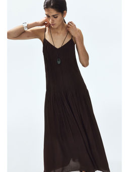 H&M - Women Brown Pintucked Modal Dress