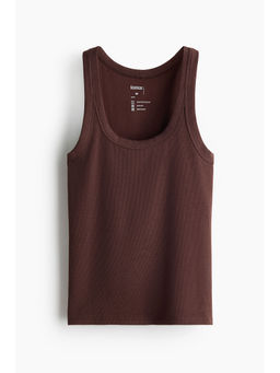 H&M - Women Brown Cooling Slim Fit Ribbed Vest Top