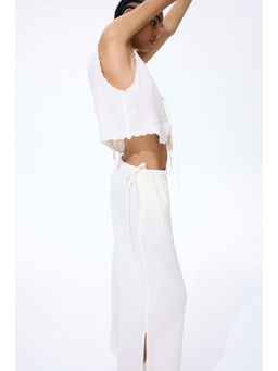 H&M - Women White Drawstring-Detail Muslin Trousers