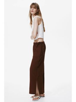 H&M - Women Brown Drawstring-Detail Muslin Trousers
