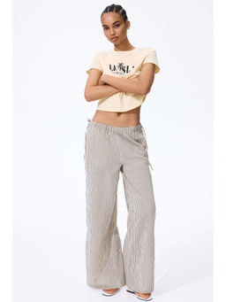 H&M - Women Beige Drawstring-Detail Muslin Trousers