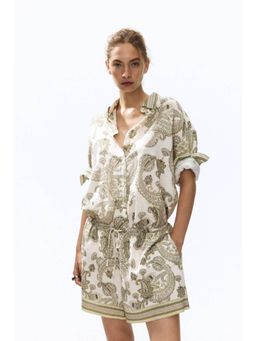 H&M - Women Beige Linen-Blend Shorts