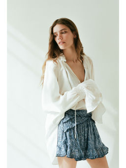 H&M - Women Blue Ruffled Cotton Skirt