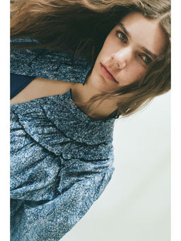 H&M - Women Blue Ruffled Cotton Blouse