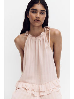 H&M - Women Pink Chiffon Drawstring Top