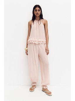 H&M - Women Pink Crinkled Balloon Trousers