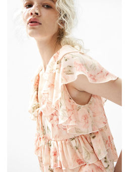 H&M - Women White Flounced Tie-Front Blouse