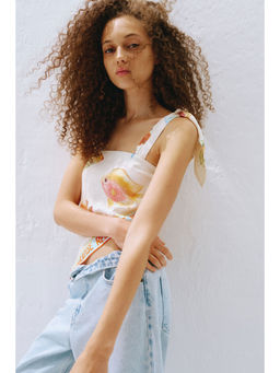 H&M - Women White Scarf-Look One-Shoulder Top