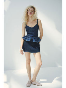 H&M - Women Blue Denim Peplum Top