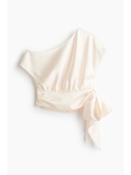 H&M - Women White Satin One-Shoulder Blouse