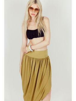 H&M - Women Beige Bubble-Hem Tulip Skirt