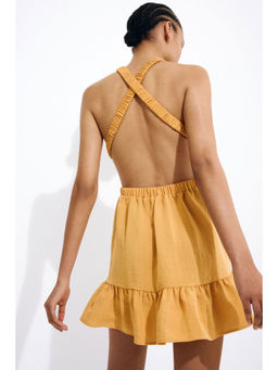 H&M - Women Orange Open-Back Cut-Out Dress